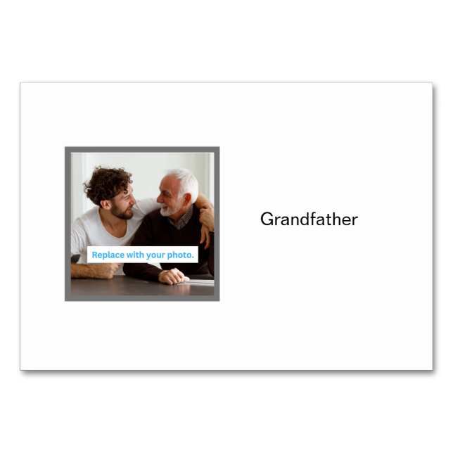 Flashcards för Grandfather Photo Personlig Family Bordsnummer (Framsidan)