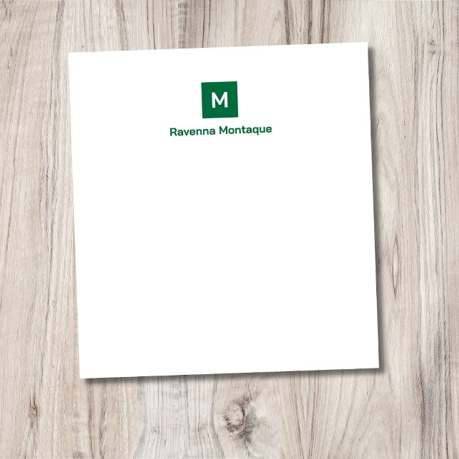 Flashgrön modern chic trendig monogramnamn  anteckningsblock (Skapare uppladdad)