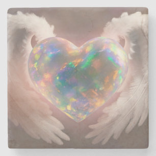 *~* Flashiga Opal Hjärtänglavingar AP78 Stenunderlägg