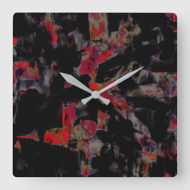 Flashröda fläckar på mörk grått rocky base, strukt fyrkantig klocka