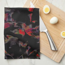 Flashröda fläckar på mörk grått rocky base, strukt kökshandduk