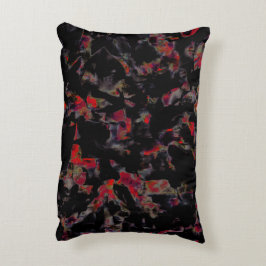 Flashröda fläckar på mörk grått rocky base, strukt prydnadskudde