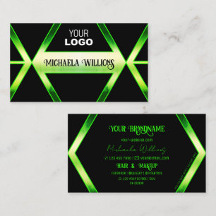 Flashy Black and Shimmery Grönt med Logotyp Elegan Visitkort