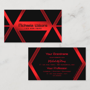 Flashy Black Geometric Shimmery Red Professionell Visitkort