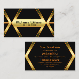 Flashy Black Geometrical och Shimmery Golden Coola Visitkort