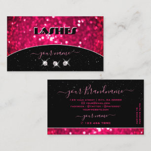 Flashy Black Girly Rosa Sparkling Glitter Shimmery Visitkort