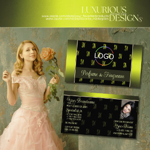 Flashy Black-Gult med Logotyp Photo och Monogram Visitkort