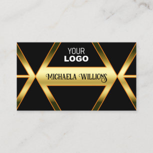 Flashy Black och Shimmery Golden med Logotyp Elega Visitkort
