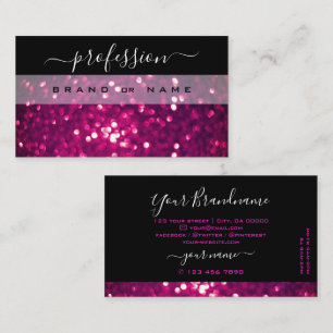 Flashy Black Rosa Lila Gnistra Glitter Glamous Visitkort