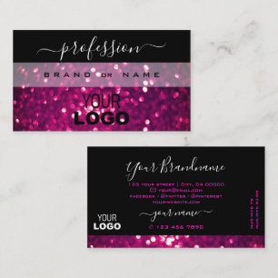 Flashy Black Rosa Lila Gnistra Glitter Lägg till L Visitkort