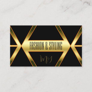 Flashy Black Shimmery Golden med Monogram Snyggt Visitkort