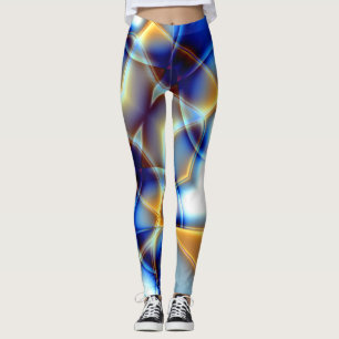 Flashy blue, gult och snigel-liknande linjer throw leggings
