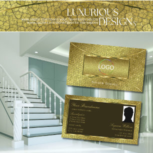 Flashy Golden Snake Guld Decor med Logotyp och fot Visitkort