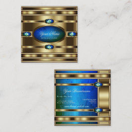 Flashy Guld med Blue Teal Gradient Marble Mönster Fyrkantigt Visitkort