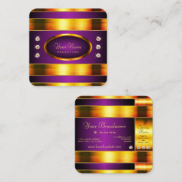 Flashy Guld och Lila med Luminous Rhinestones Fyrkantigt Visitkort