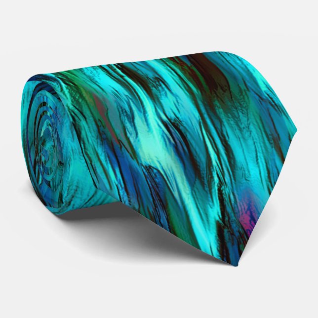 Flashy-nedfläckad från blå till cyan och röda pric slips (Rullad)