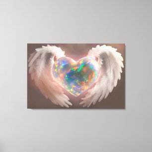 *~* Flashy Opal Heart Angel Vingar AP78 Canvastryck