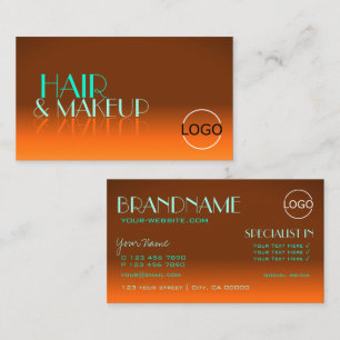 Flashy Orange och Teal Chic Spegel Tont med Logoty Visitkort