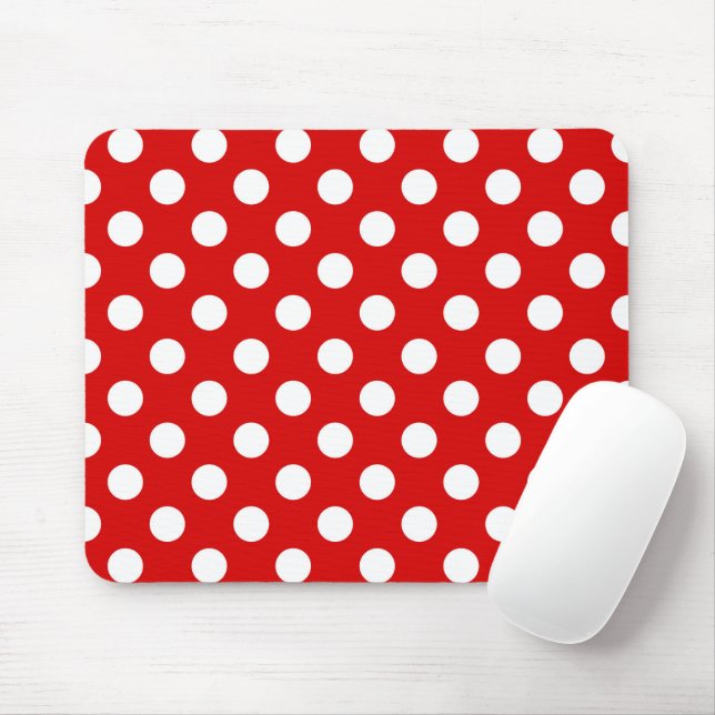 Flashy Red and Big White Polka dots Mönster, Cute Musmatta (Med mus)