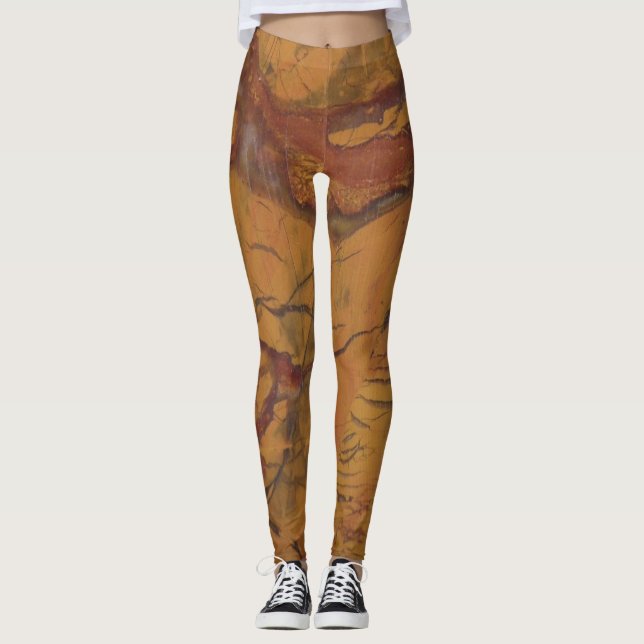 Flashy Red Jasper Natural Sten Photo Designad Leggings (Framsida)