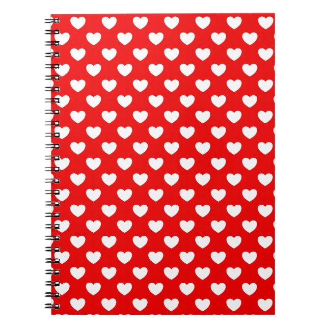 Flashy Red med vita örter Polka Dot Mönster Anteckningsbok (Framsidan)
