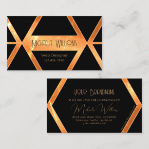 Flashy Shimmery Coral Coola Black Geometric Snyggt Visitkort