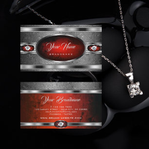 Flashy Silver Effect Red Mönster Faux Rhinestones Visitkort
