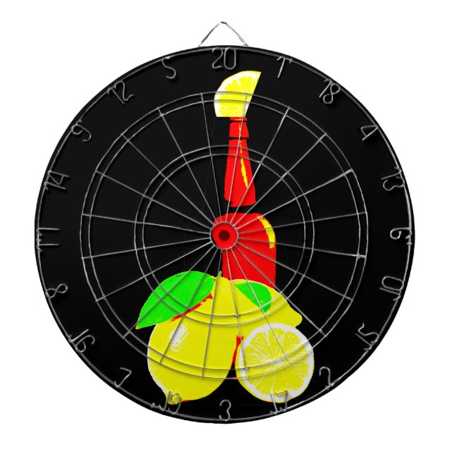Flaska av öl och citroner darttavla (Framsidan)