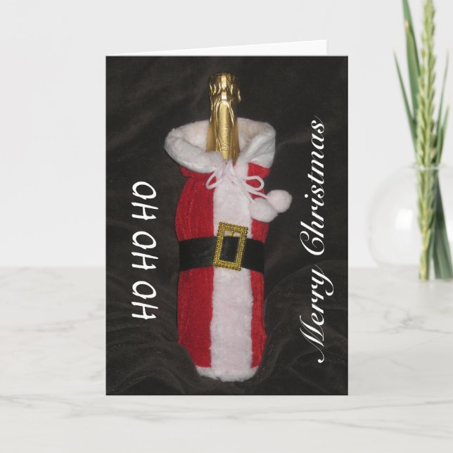 Flaska av vin i kort för Santa kostymgod jul (Framsida)