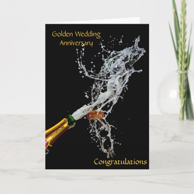 Flaska Champagne	Guldbröllopsjubileum Kort (Framsida)