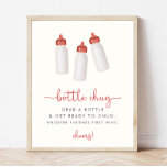 Flaska Chug Game-skylt för julbabyskor Poster<br><div class="desc">Jul Baby Shower - Flaska Chug Game Sign</div>