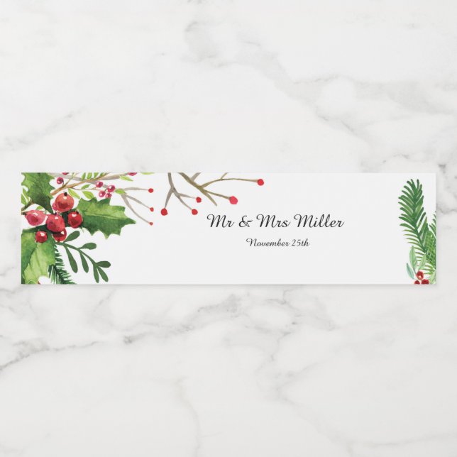 Flaska-etikett Botaniskt vattenfärg Bröllop Vattenflaskor Etikett (Singel etikett)