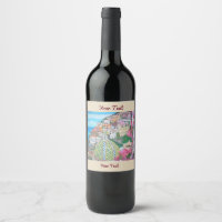 Flaska-etikett för Positano, Vin (eller mousserand