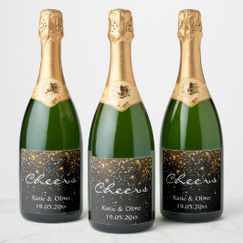 Flaska-etiketter - Firande Guld Glitter