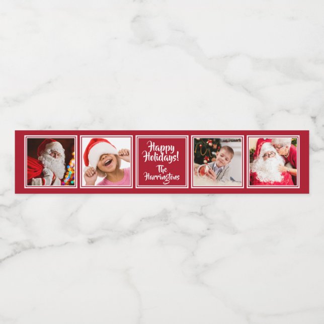 FLASKA-etiketter för anpassningsbar med fyra foton Vattenflaska Etikett (Singel etikett)