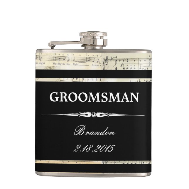 Flaska för bröllop för GROOMSMAN för Fickplunta (Framsidan)