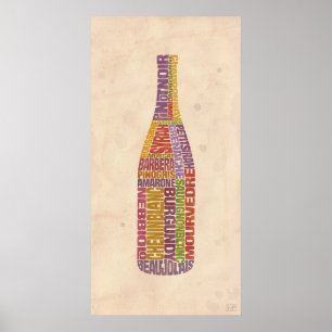 Flaska för Burgundy vinord Poster