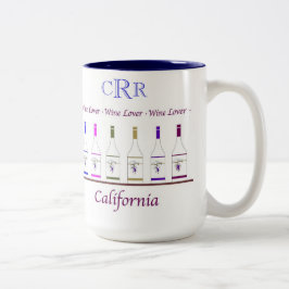 Flaska för VIN LOVER_CALIFORNIA_MONOGRAM mug_6 Två-Tonad Mugg