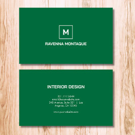 Flaska Grön Modern Elegant Enkel Monogram Namn Visitkort