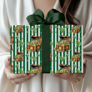 Flaska Grön Randig Skattkista St.Patrick's Day Presentpapper