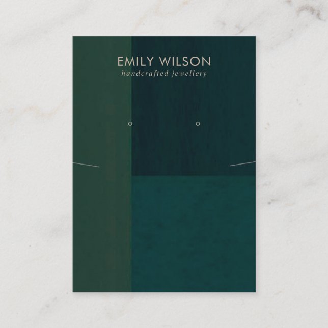 FLASKA GRÖNT FÄRG BLOCK NECKLACE EARRING VISNING VISITKORT (Framsida)