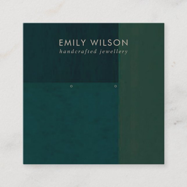 FLASKA GRÖNT FÄRG BLOCK STUD EARRING VISNING CARD FYRKANTIGT VISITKORT (Framsida)