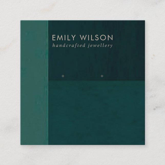 FLASKA GRÖNT FÄRG BLOCK STUD EARRING VISNING CARD FYRKANTIGT VISITKORT (Framsida)