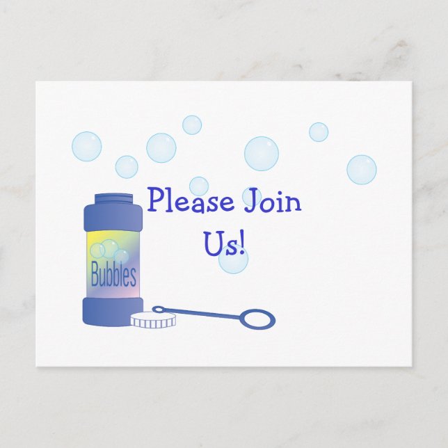 Flaska i Bubbles Inbjudan Vykort (Framsida)