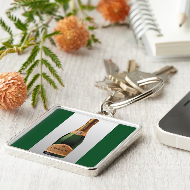 FLASKA I CHAMPAGNE FYRKANTIG SILVERFÄRGAD NYCKELRING (Sidan)