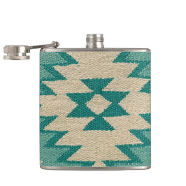 Flaska i sydvästlig vävkonst i teal fickplunta