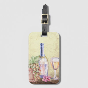 Flaska i Vin, Wineglass Grapes Vineyard Winery Bagagebricka