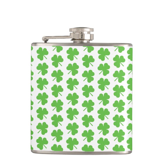 Flaska i vinyl med St. Patricks klöverdesign Fickplunta (Framsidan)