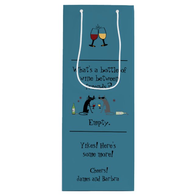 Flaska mellan Friends Funny Cat i Vin (Framsidan)