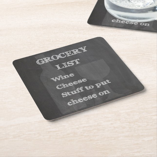 Flaska och exponeringsglas: Livsmedel för Underlägg Papper Kvadrat (Vinklad)